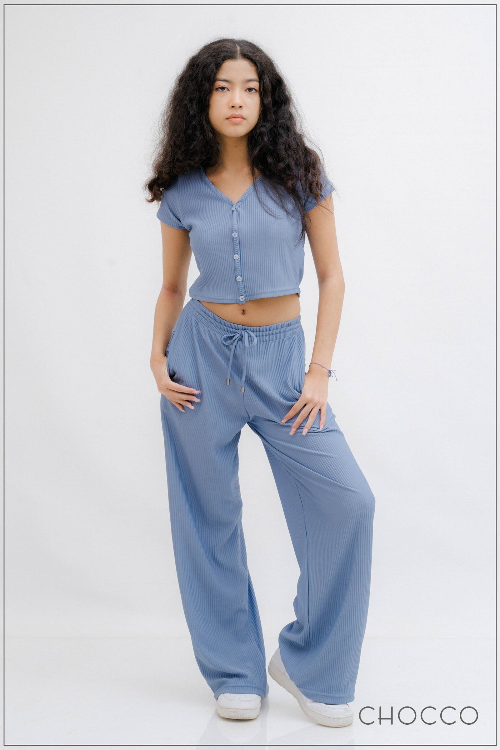 CHOCCO Draw String Pleated High Waist Wide Leg Pant