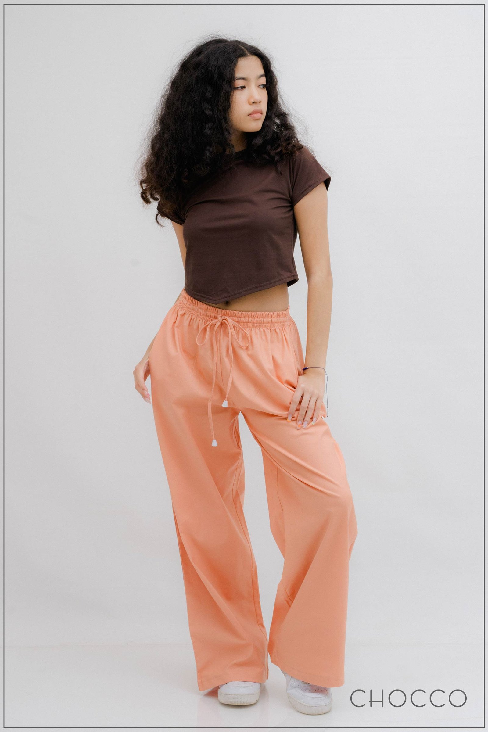 CHOCCO Wide Leg Draw String Linen Pant