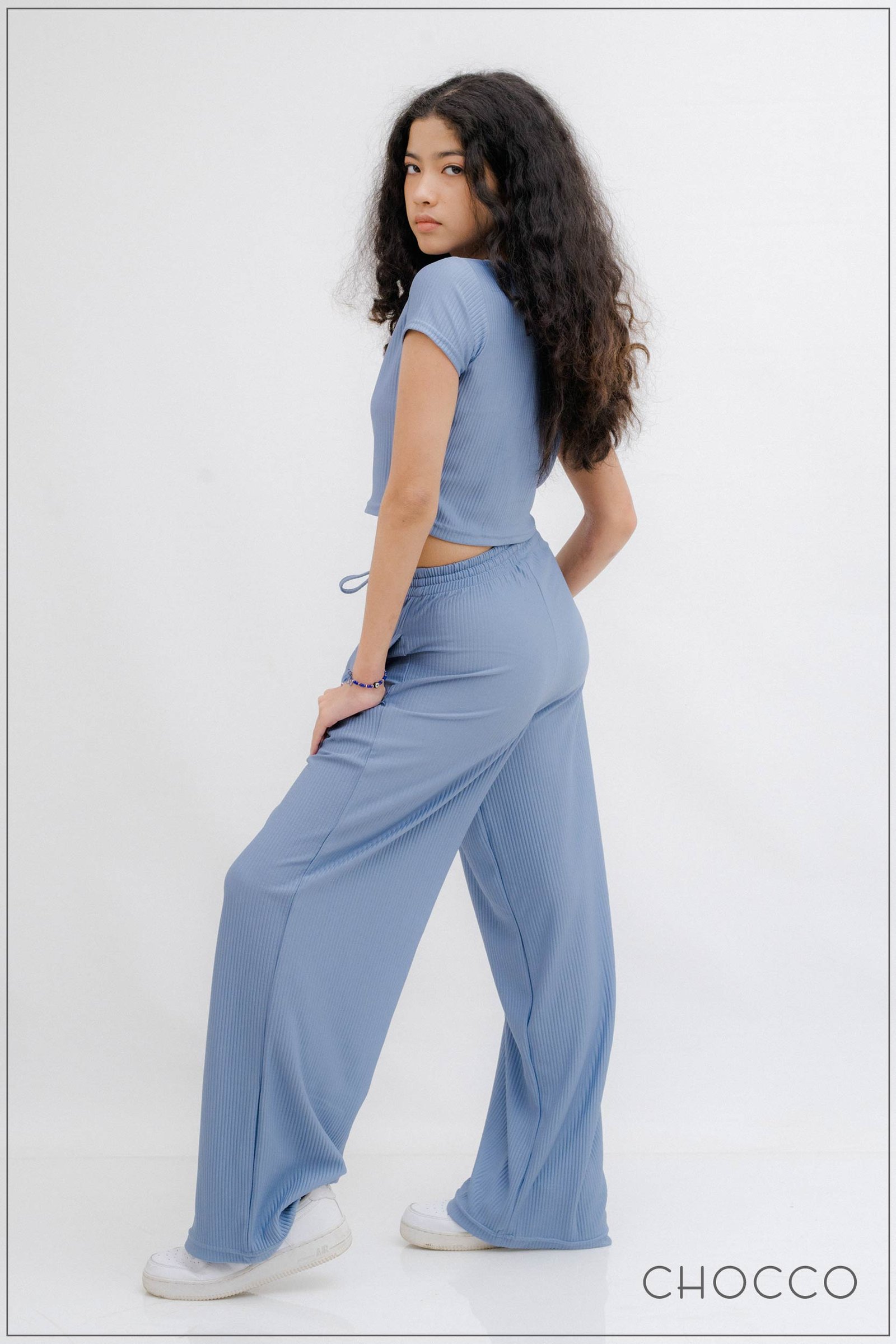 CHOCCO Draw String Pleated High Waist Wide Leg Pant