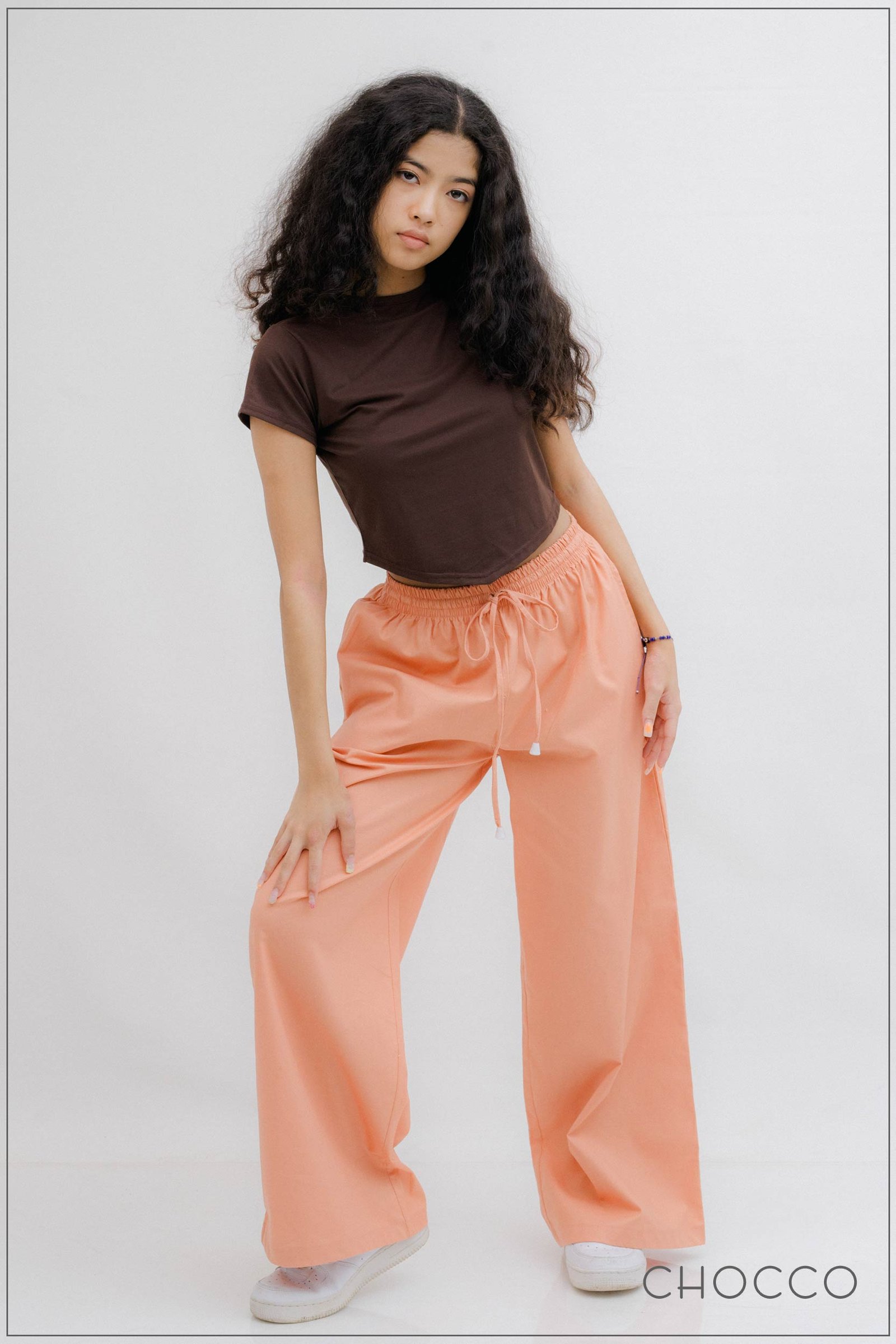 CHOCCO Wide Leg Draw String Linen Pant