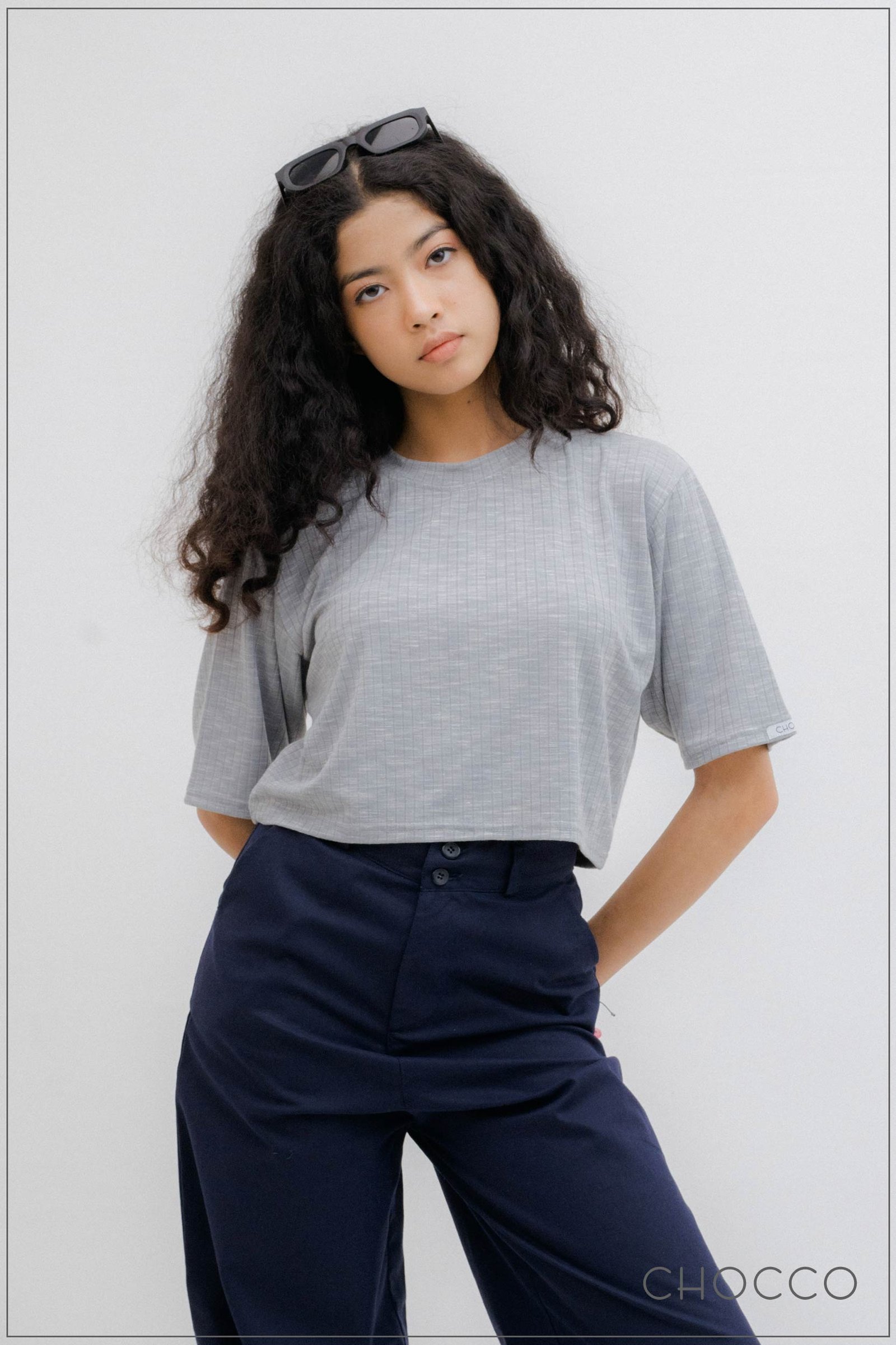 CHOCCO Refined Ribbed Oversized Crop Top