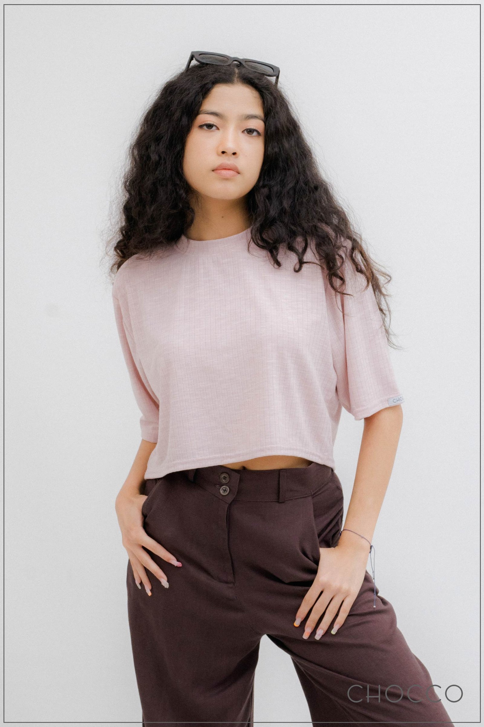 CHOCCO Refined Ribbed Oversized Crop Top