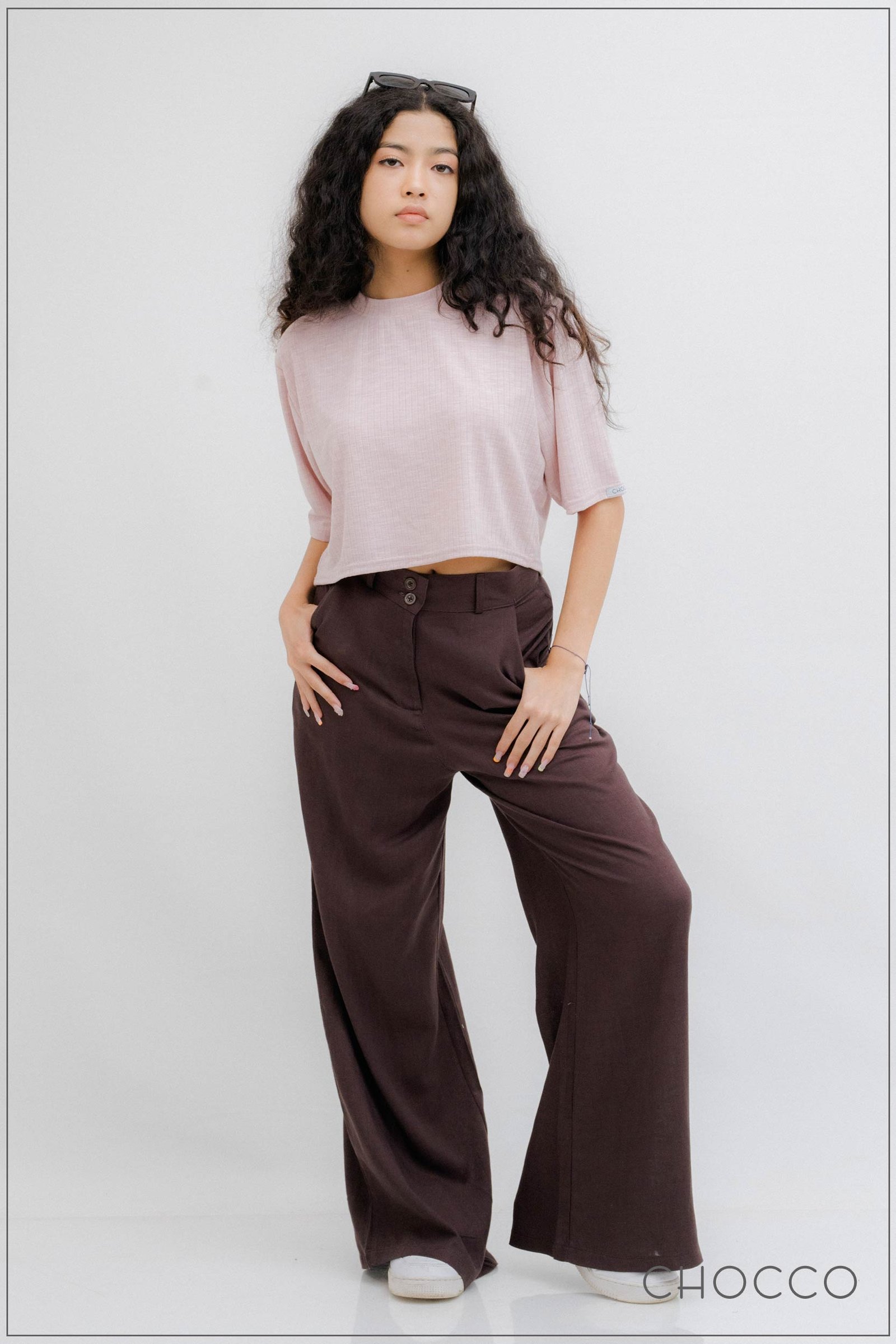 CHOCCO Soft Linen High Waist Wide Leg Pant - Dark Brown