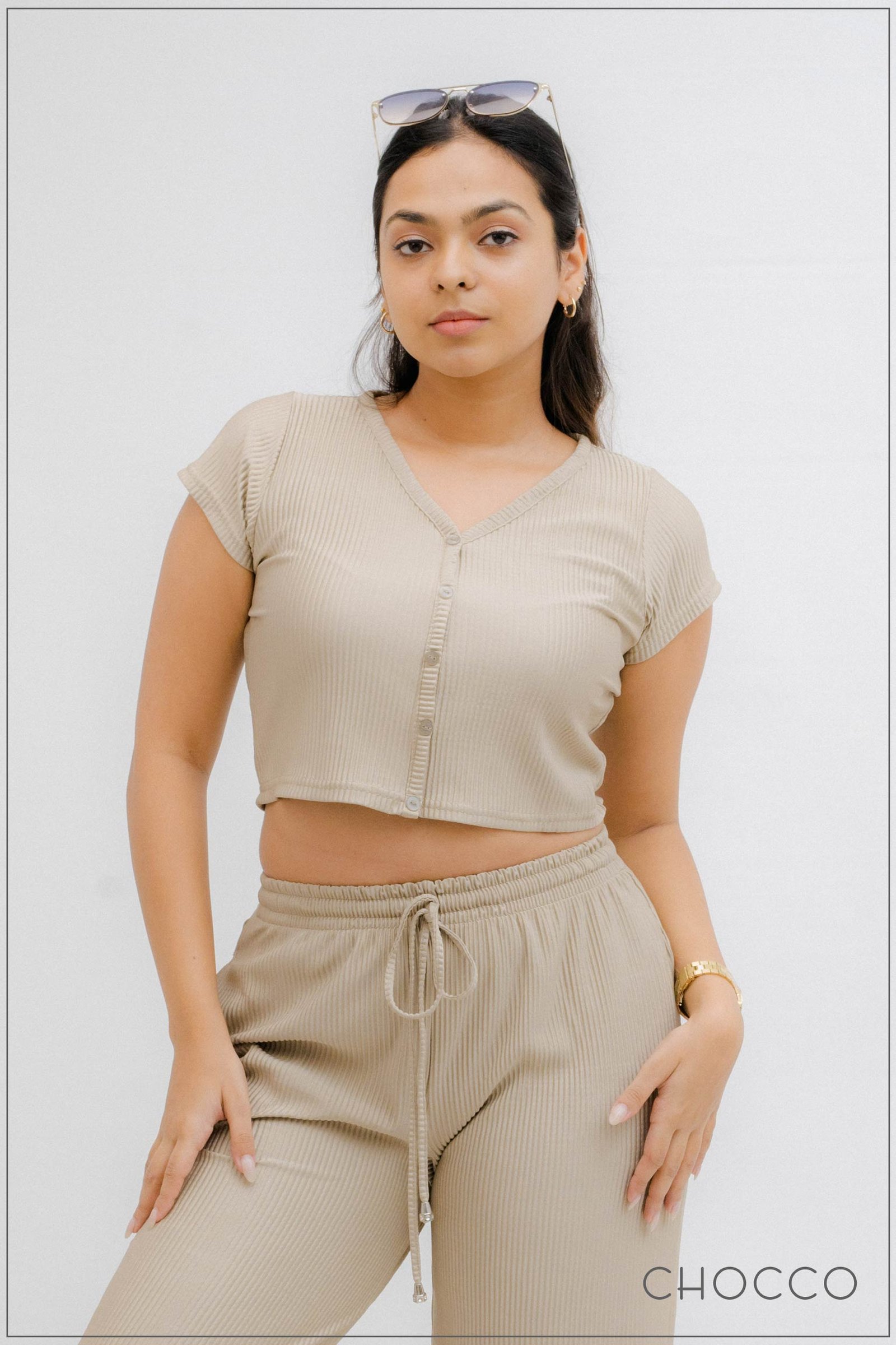 CHOCCO Enchanted Pleated Buttoned Top