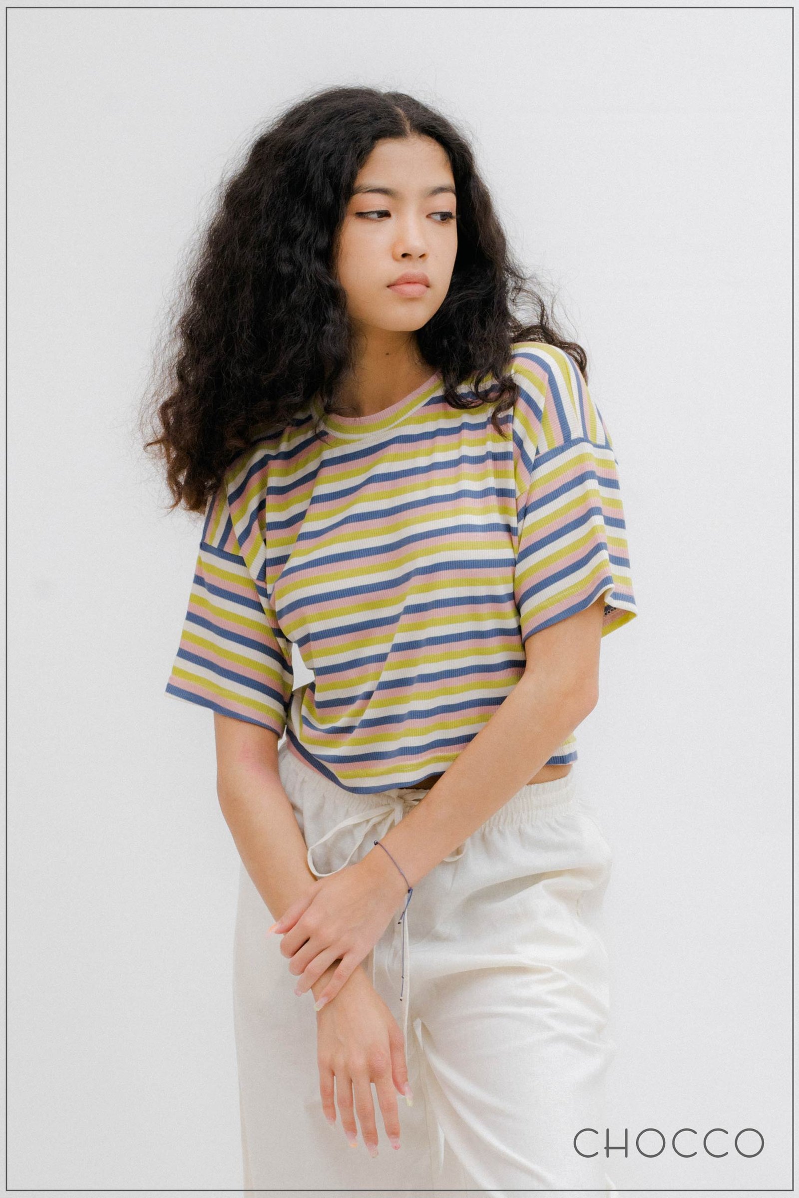 CHOCCO Classic Striped Oversized Crop Top