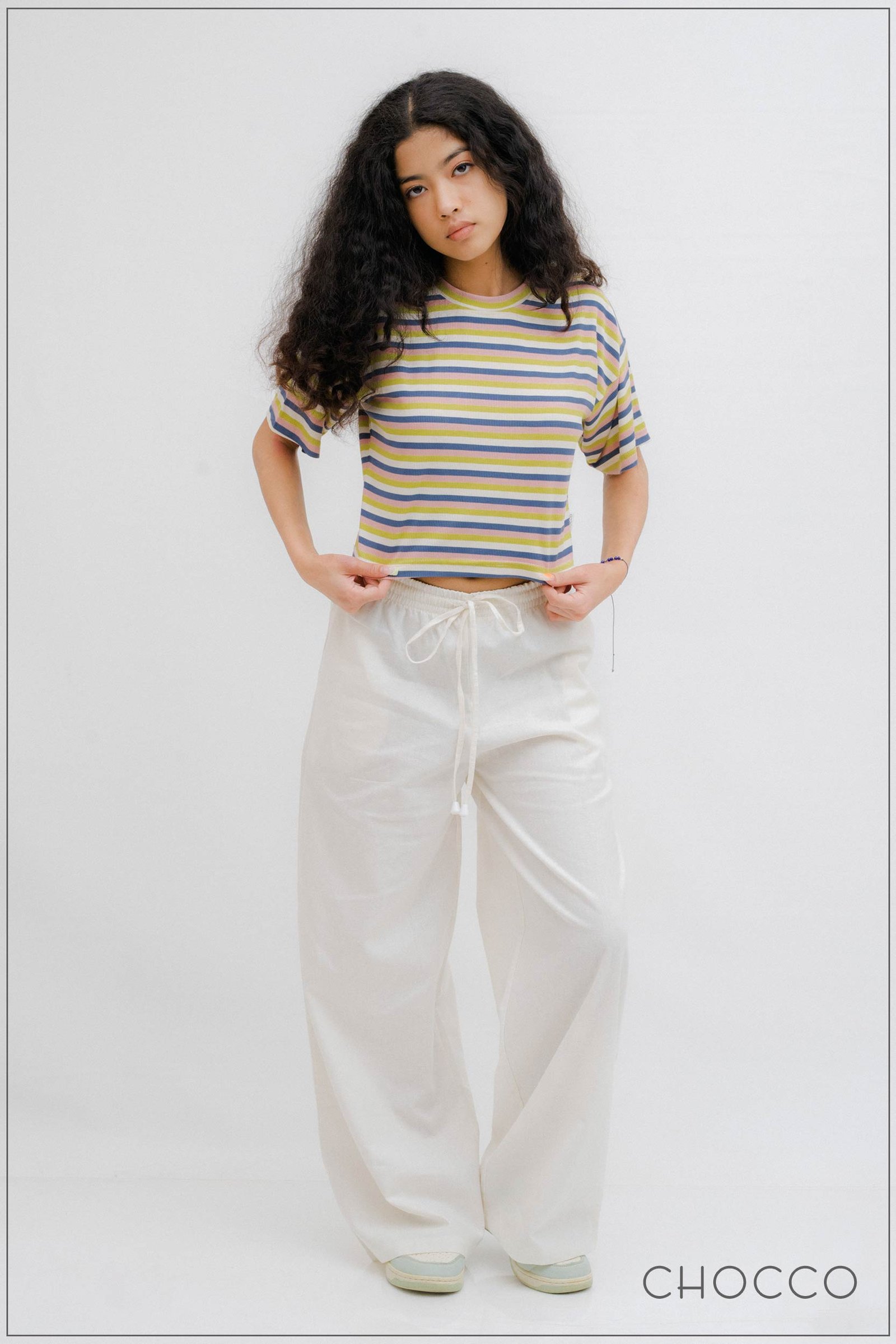 CHOCCO Wide Leg Draw String Linen Pant