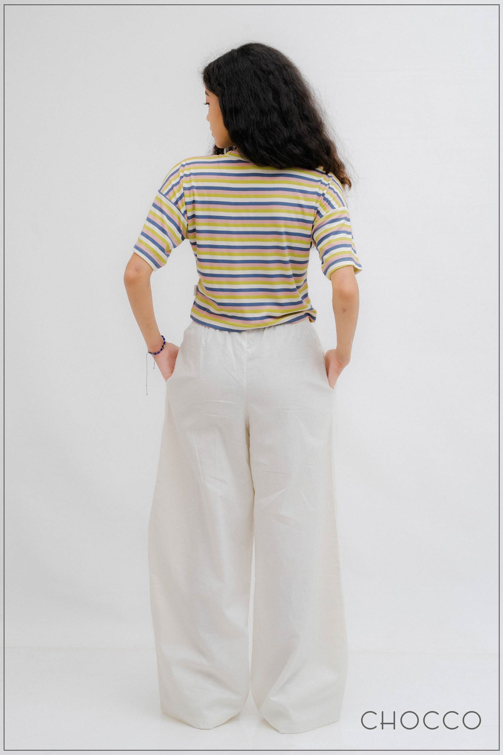 CHOCCO Wide Leg Draw String Linen Pant