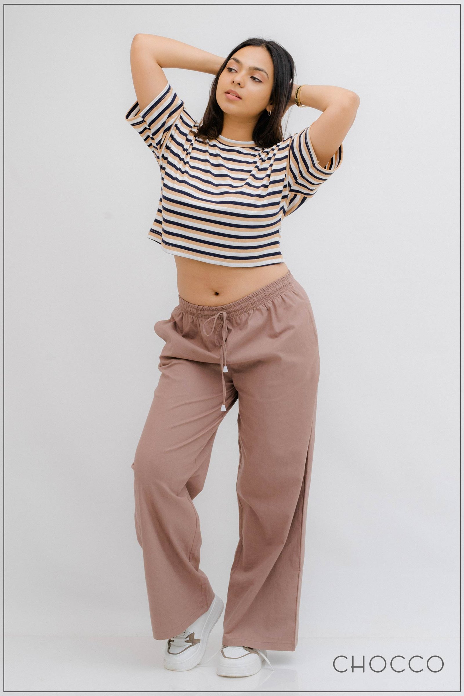 CHOCCO Wide Leg Draw String Linen Pant