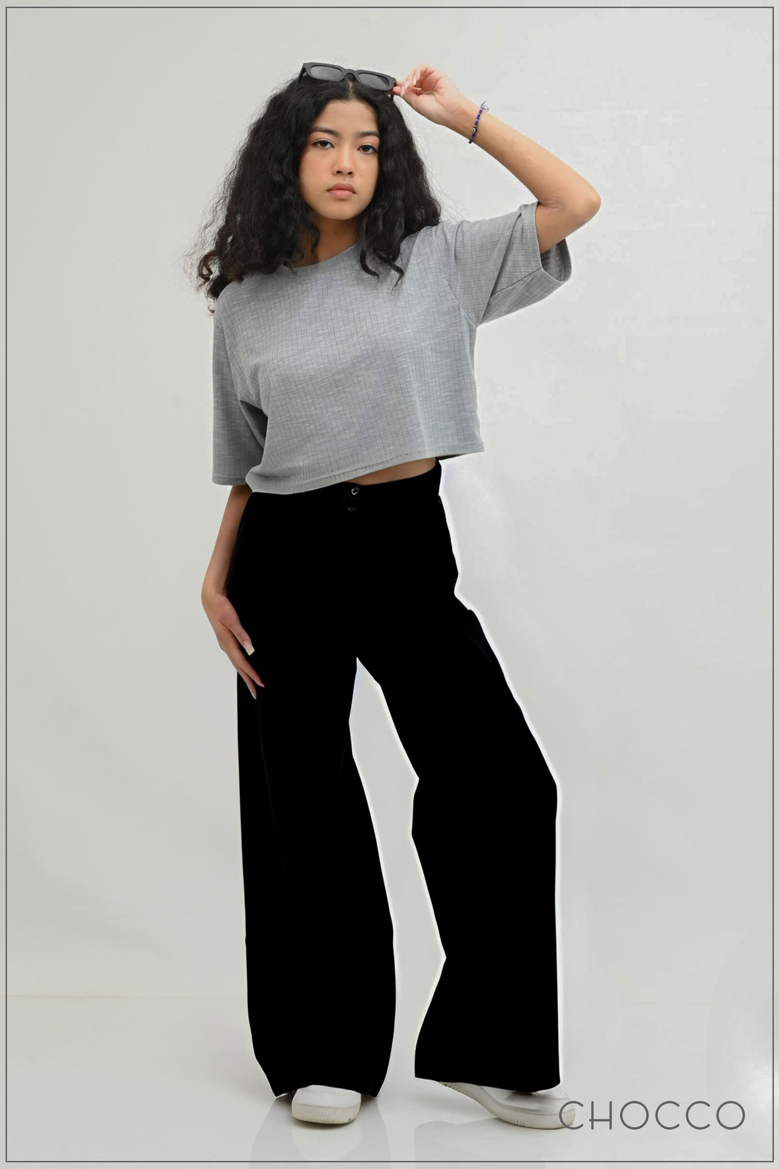 CHOCCO Iconic High Waist Wide Leg Linen Pant - Jet Black