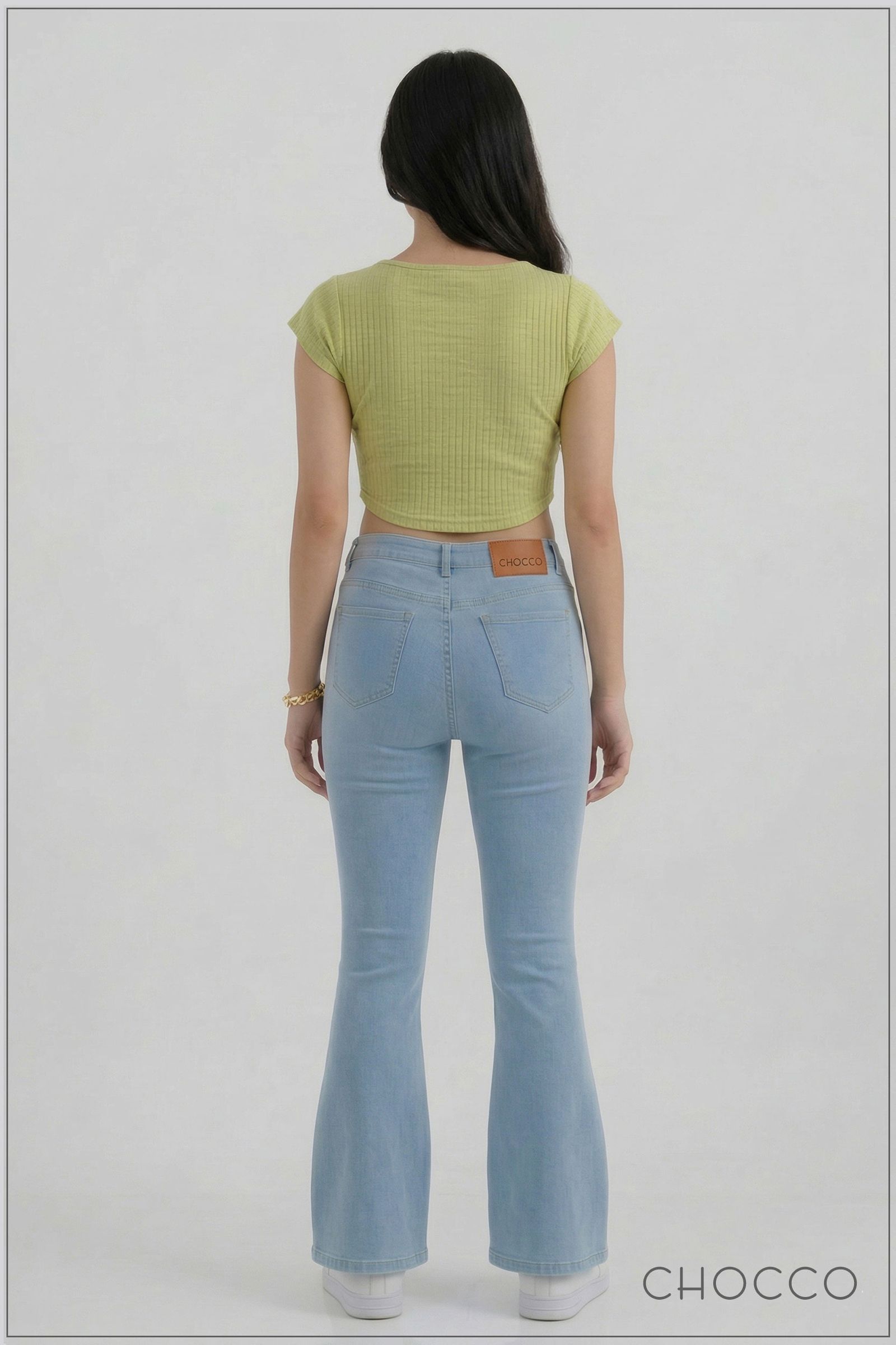 CHOCCO Premium 70s Mid Waist Flare Jean – Light Washed
