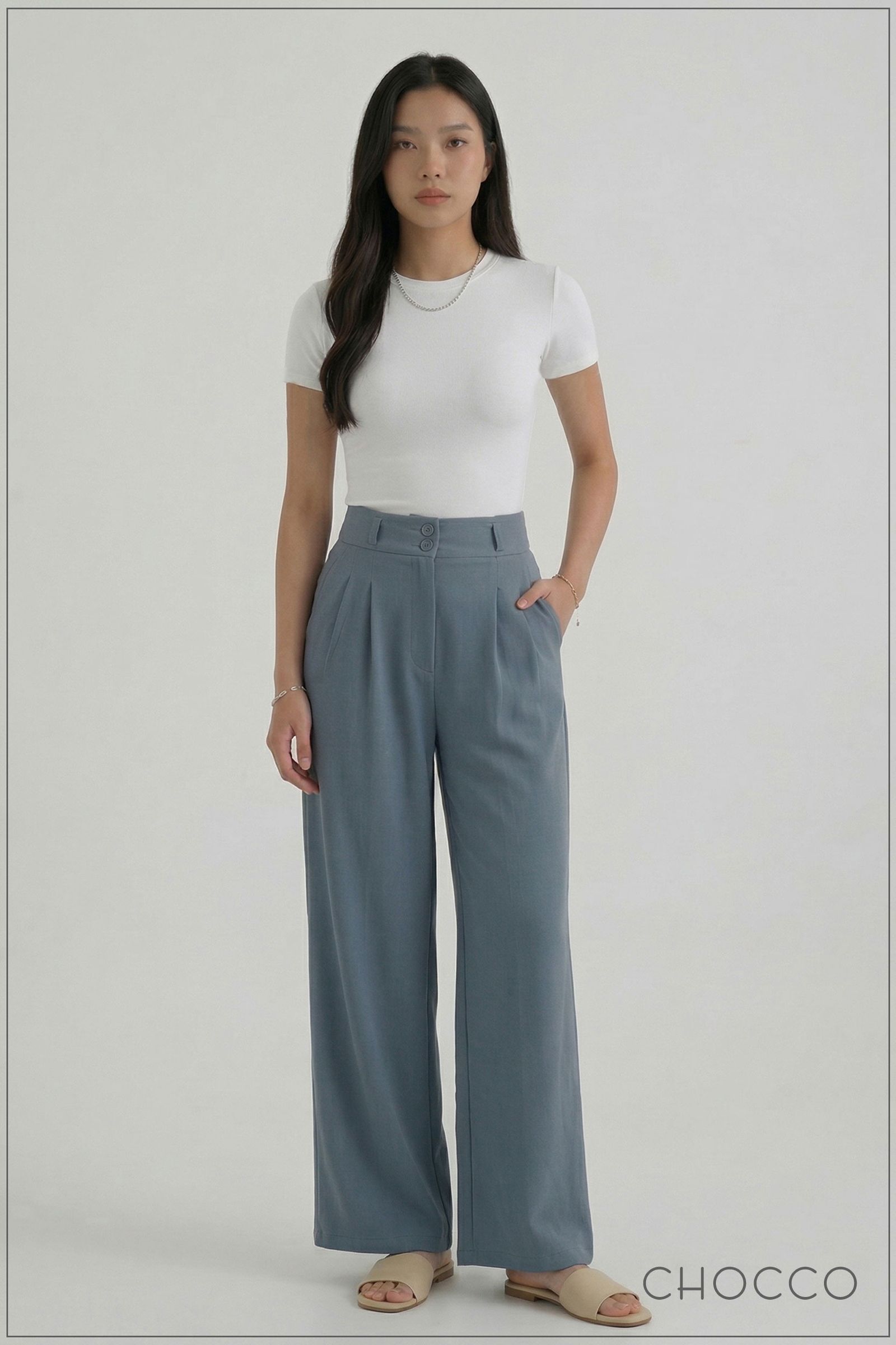 CHOCCO Textured High-Waist Wide Leg Pant