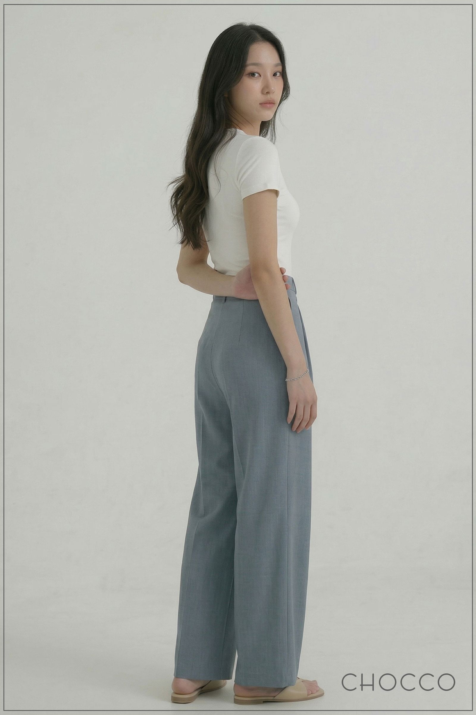 CHOCCO Textured High-Waist Wide Leg Pant