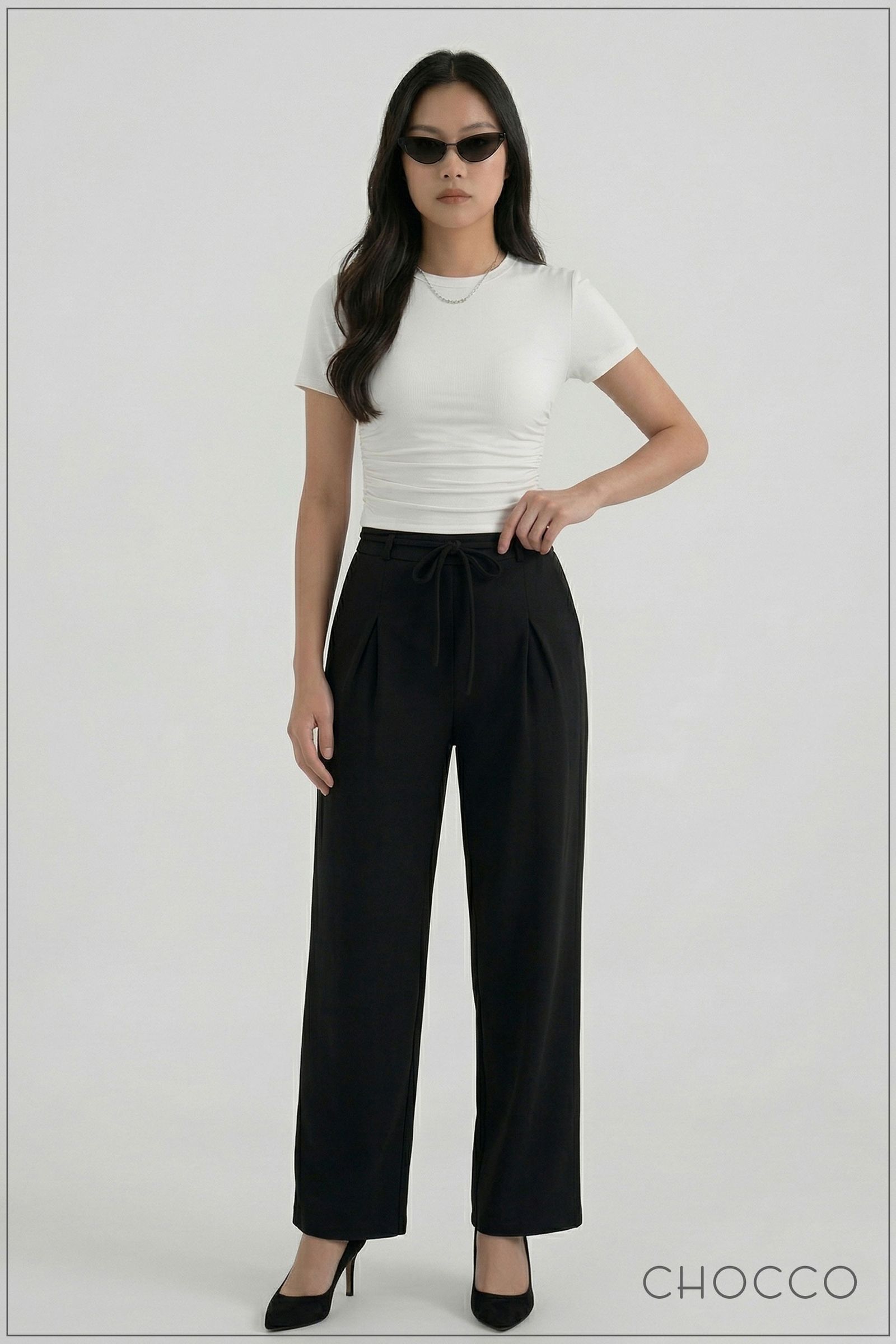 CHOCCO Pleated High-Waist Wide Leg Pant