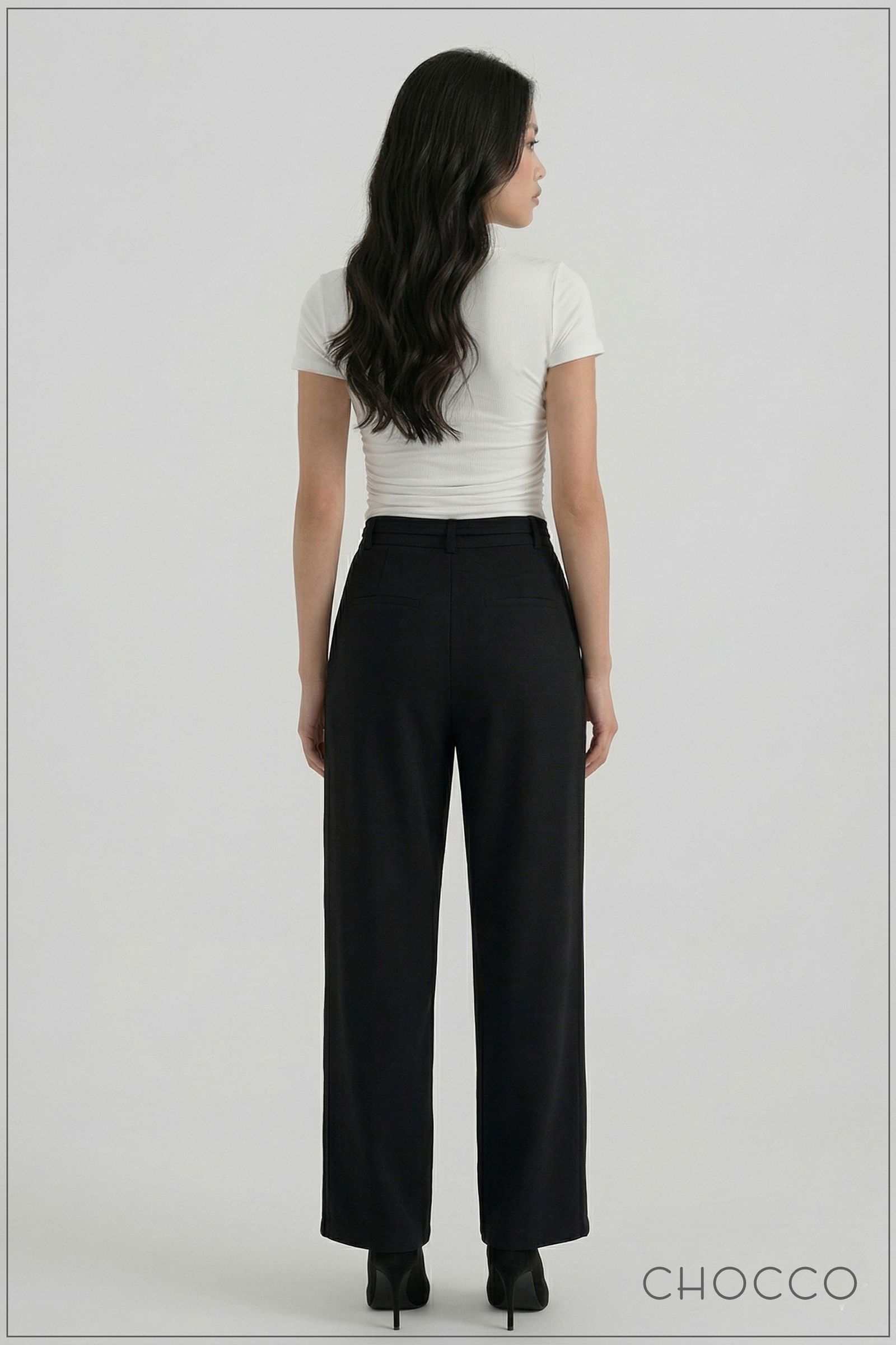 CHOCCO Pleated High-Waist Wide Leg Pant