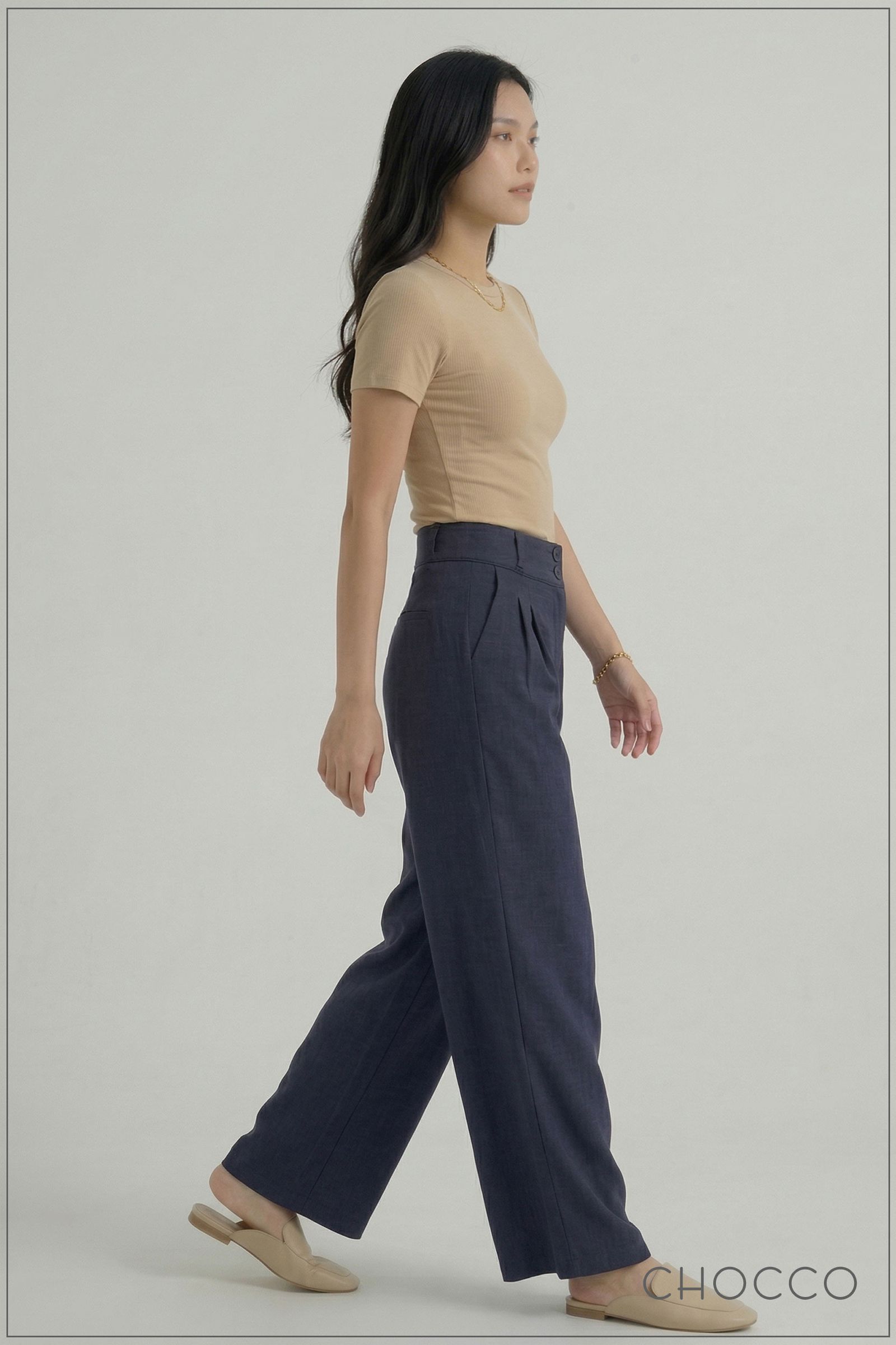 CHOCCO Textured High-Waist Wide Leg Pant
