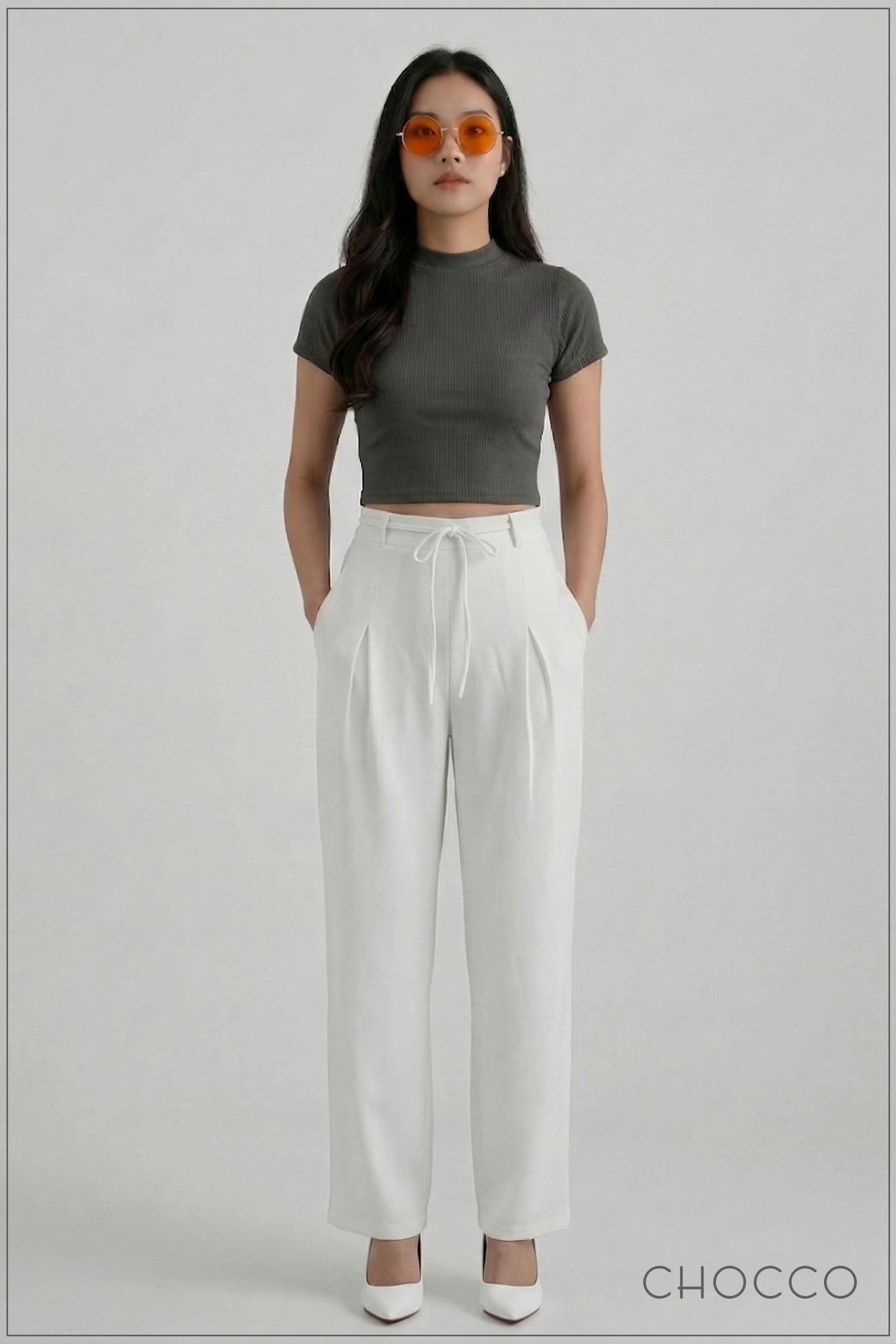 CHOCCO Pleated High-Waist Wide Leg Pant