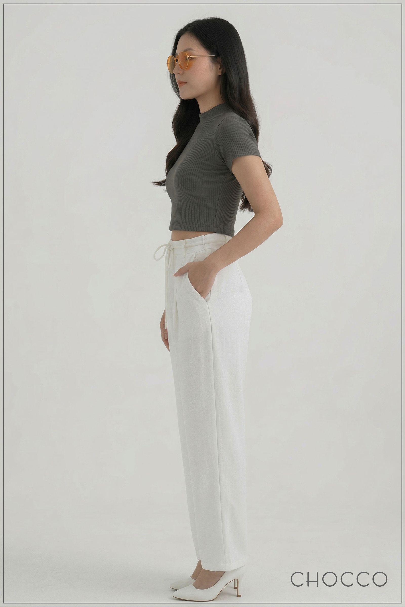 CHOCCO Pleated High-Waist Wide Leg Pant