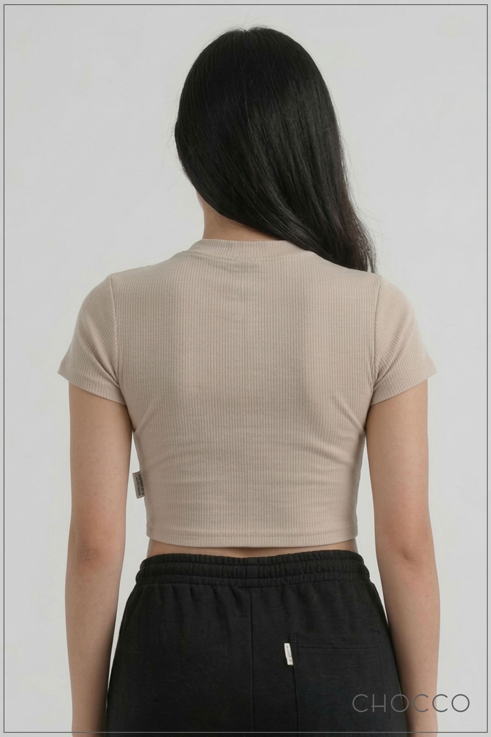 CHOCCO The Sculpted High-Neck Ribbed Crop Top