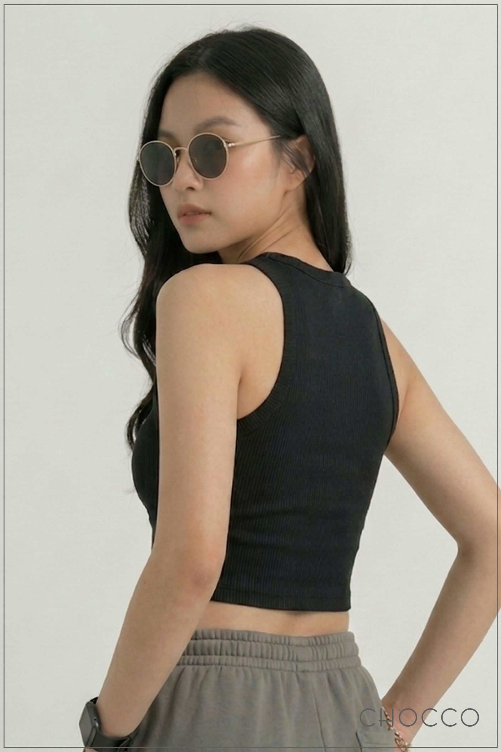 CHOCCO Premium Ribbed Sleeveless Crop Top