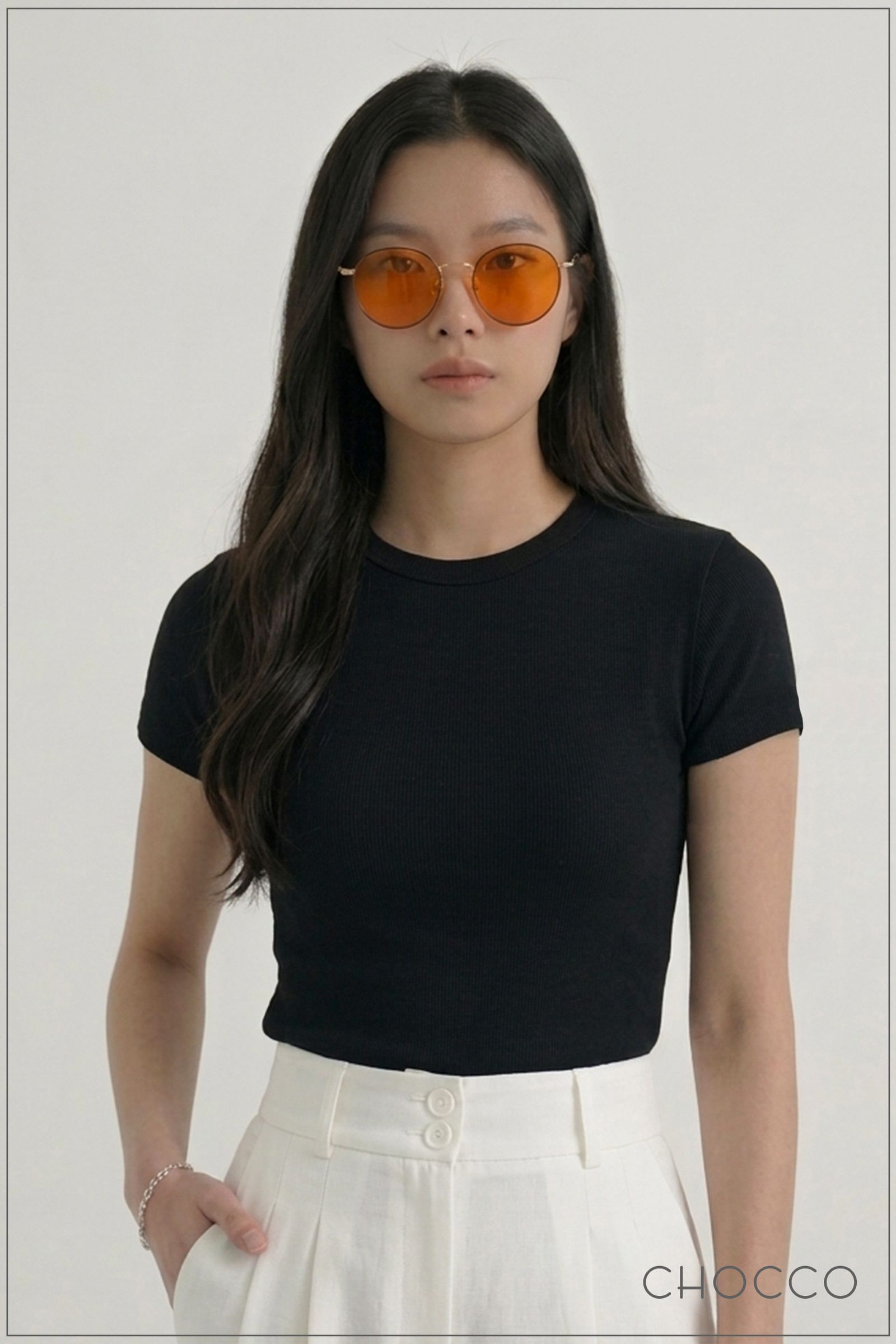 CHOCCO Premium Long Fitted Ribbed Top