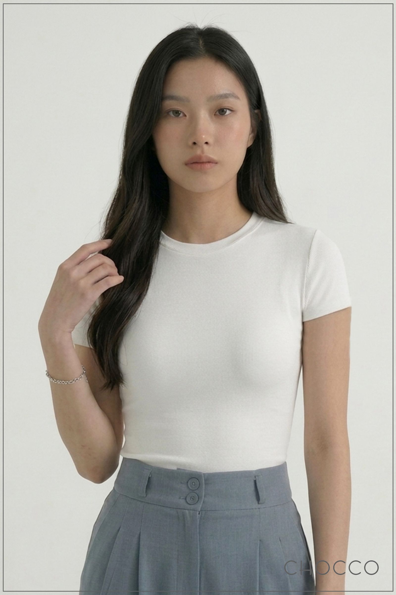 CHOCCO Premium Long Fitted Ribbed Top