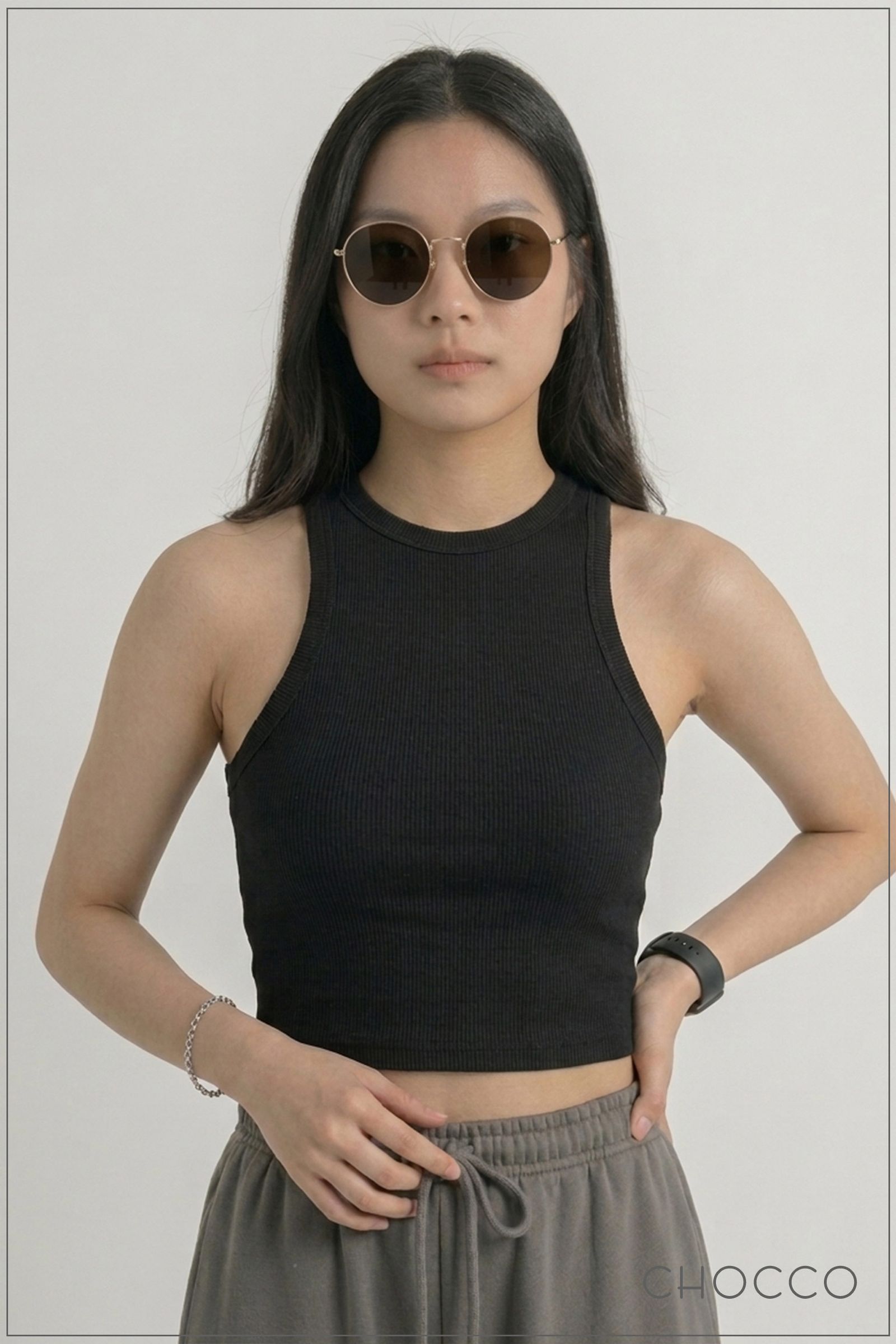 CHOCCO Premium Ribbed Sleeveless Crop Top